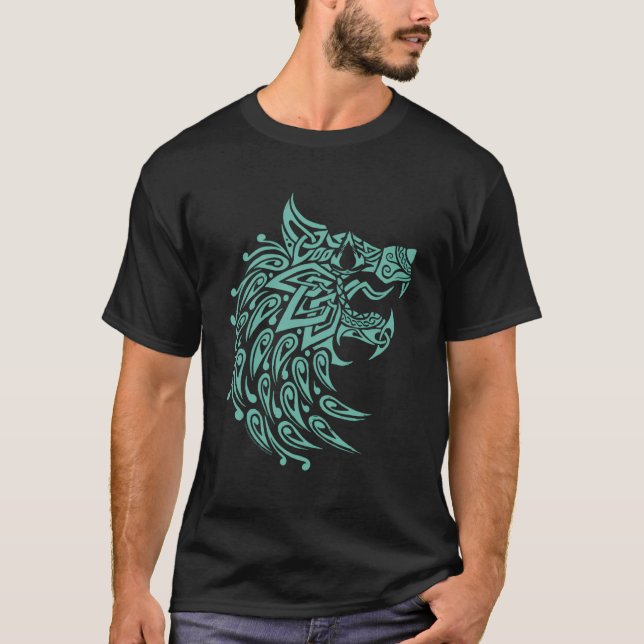 Camiseta O Lobo Geométrico Creed Valhalla De Assassin (Frente)