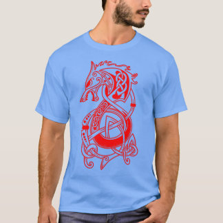 Camiseta O Lobo Viking Fenrir Vermelho