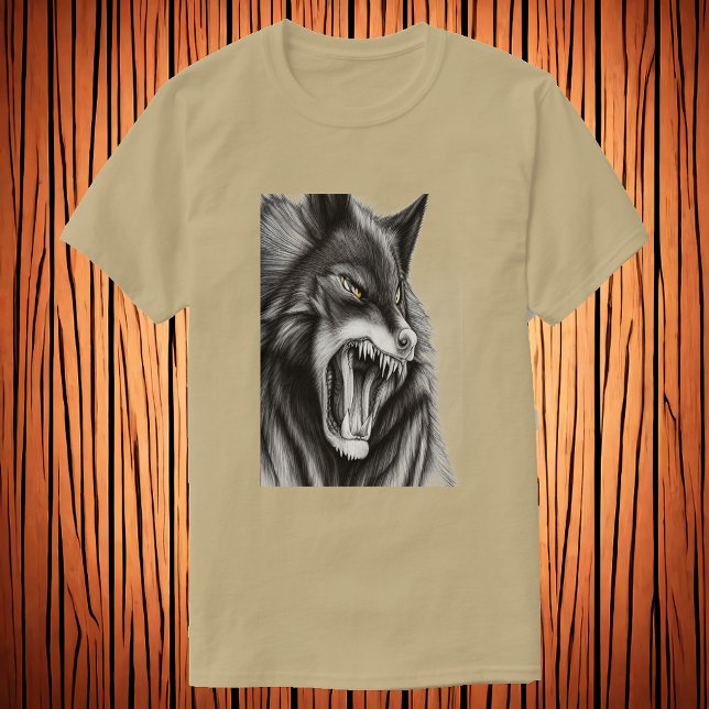 Camiseta O lobo zangado | Arte AI (Criador carregado)