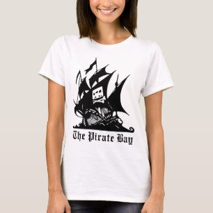 Camiseta o logotipo do navio de pirata da baía do pirata