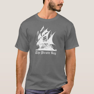 Camiseta o logotipo do navio de pirata da baía do pirata