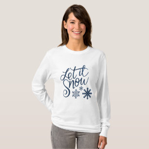 Camiseta O longos das mulheres sleeved deixaram-no nevar