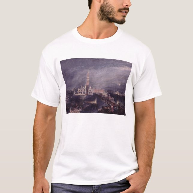 Camiseta O lugar de St Mark, Veneza (luar) gravada por G (Frente)