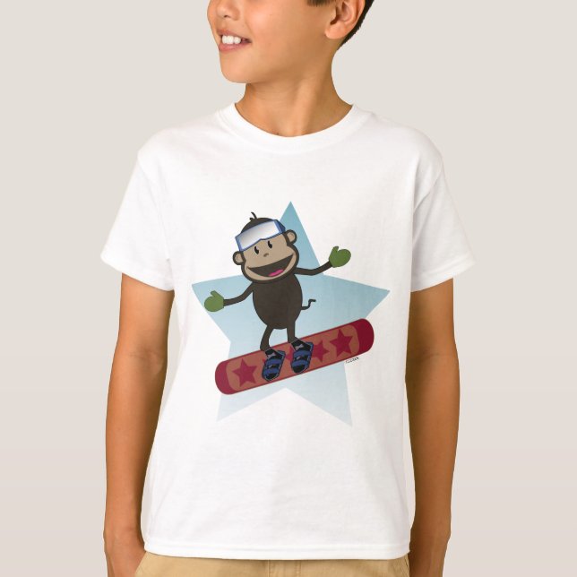 Camiseta O macaco do Snowboard caçoa o T (Frente)