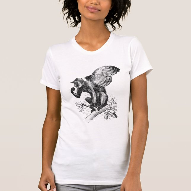 Camiseta O macaco do vôo do sequaz (a edição das mulheres) (Frente)