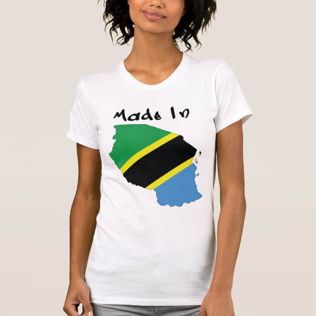 Camiseta O Made_In_Tanzania das mulheres (Frente)