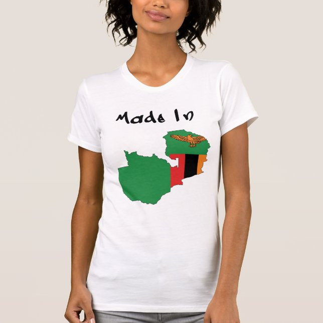 Camiseta O Made_In_Zambia das mulheres (Frente)