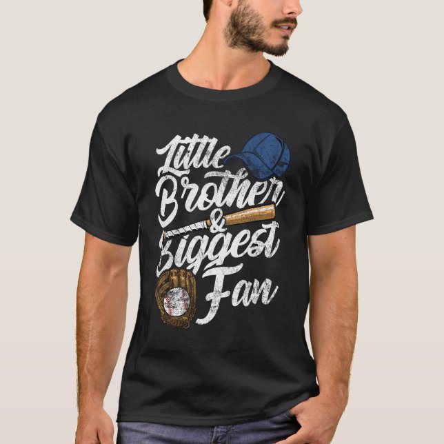Camiseta O maior fã de beisebol do pequeno irmão (Frente)