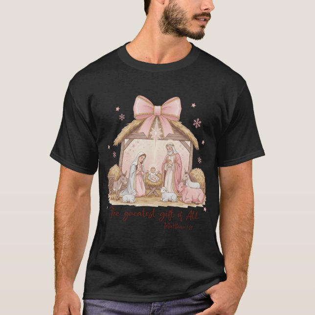 Camiseta O Maior Presente de Todos Presépio Natal  (Frente)