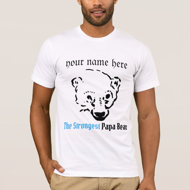 Camiseta o mais forte urso papa, presente de Pai Simples (Frente)