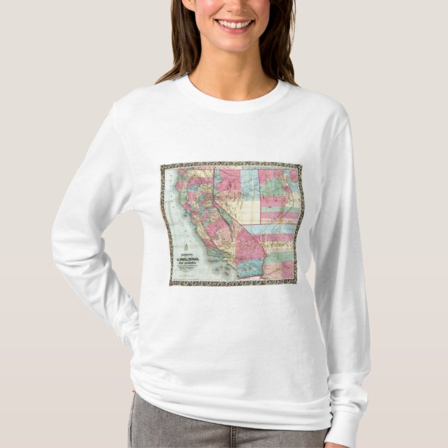 Camiseta O mapa de Bancroft de Califórnia, Nevada (Frente)