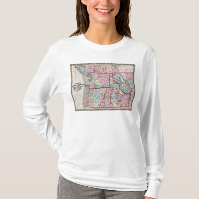 Camiseta O mapa de Bancroft de Oregon, Washington, Idaho (Frente)