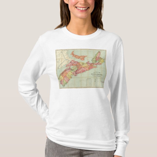 Camiseta O mapa de Mackinlay da província de Nova Escócia 4 (Frente)