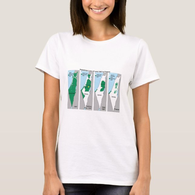 Camiseta O mapa Shrinking do t-shirt de Palestina (Frente)