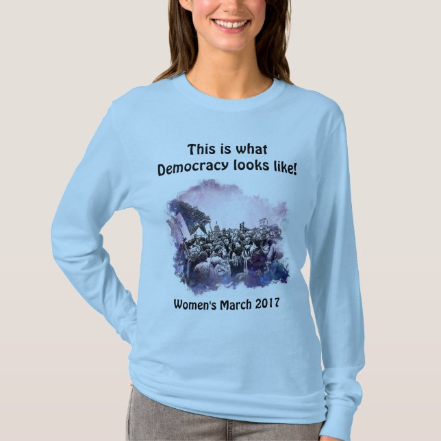 Camiseta O março das mulheres este é o que a democracia (Frente)