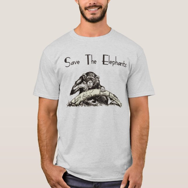 Camiseta O marfim é para elefantes - proiba o comércio do (Frente)