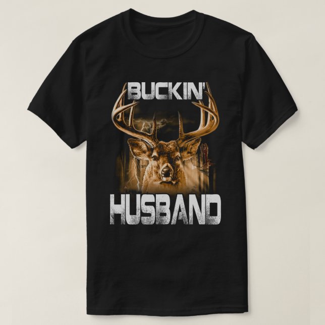Camiseta O marido de Buckin Deer Hunter (Frente do Design)