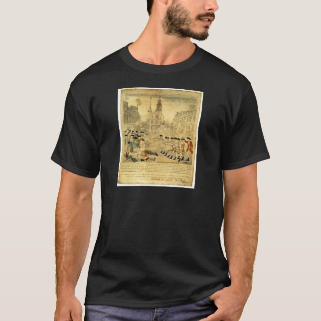 Camiseta O massacre de Boston por Paul Revere (Frente)