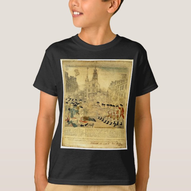 Camiseta O massacre de Boston por Paul Revere (Frente)