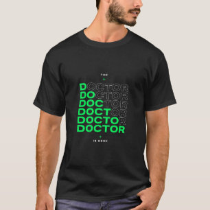 Camiseta O Médico Está Aqui Neon Design de Texto
