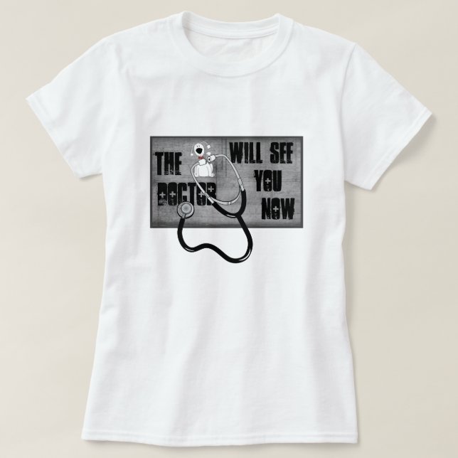Camiseta O Médico Vai Ver-Te Agora, Engraçado Veterinário. (Frente do Design)