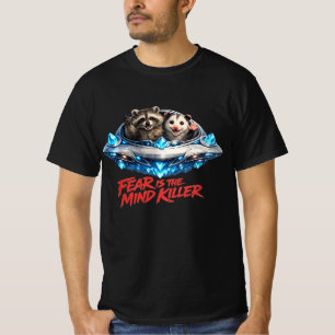 Camiseta O Medo é o Assassino da Mente Raccoon Opossum Engr