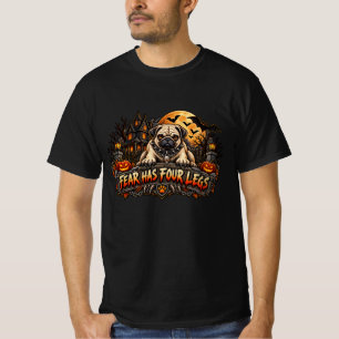 Camiseta O Medo Tem Quatro Pernas Pug Halloween Horror Cão