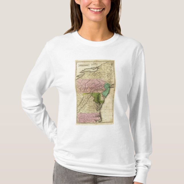 Camiseta O meio indica o mapa de Olney (Frente)