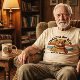 Camiseta O Melhor Avô do Mundo Urso Moderno e retrô