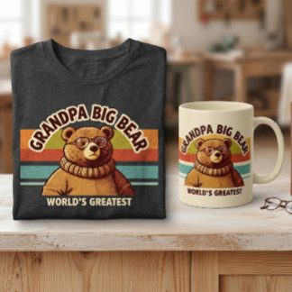 Camiseta O Melhor Avô do Mundo Urso Moderno e Retro