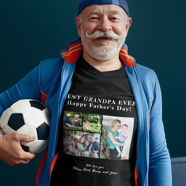 Camiseta O melhor avô já te ama, fotografar colagem negra (Criador carregado)
