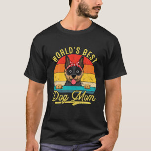 Camiseta O melhor cachorro australiano de boi mãe retrô-mãe