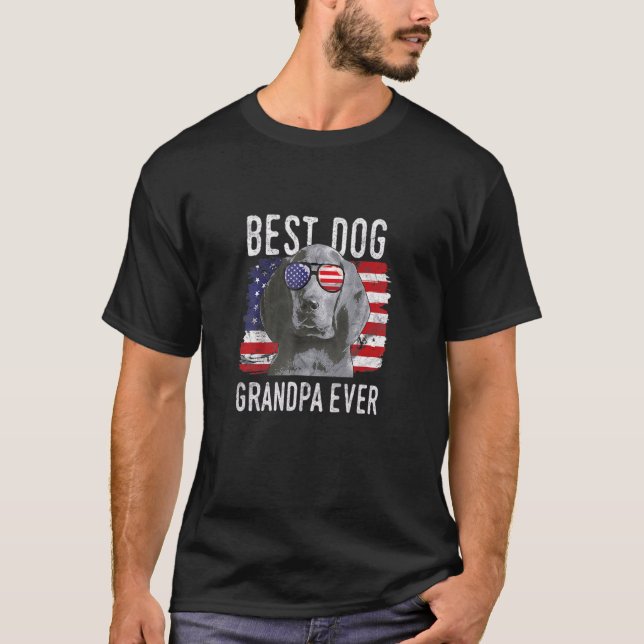 Camiseta O melhor cão de bandeira americano avô nunca Redbo (Frente)