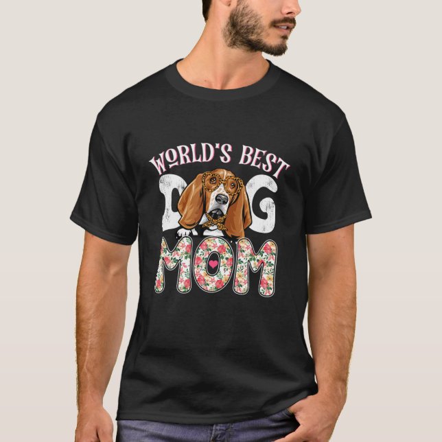 Camiseta O melhor cão de caça do mundo mamãe Leopard Engraç (Frente)