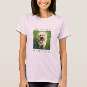 Camiseta O melhor cão do mundo, mãe prata pata-folhas, im