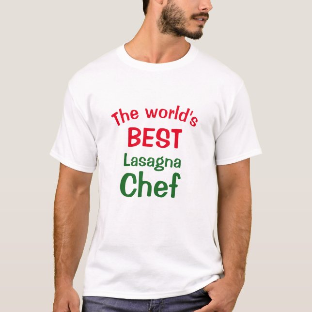 Camiseta O melhor chef    de Lasagna do mundo - verde-verme (Frente)