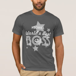 Camiseta O melhor CHEFE do mundo com estrelas e nome feito