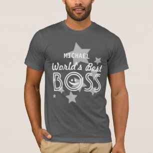 Camiseta O melhor CHEFE do mundo com estrelas e nome feito
