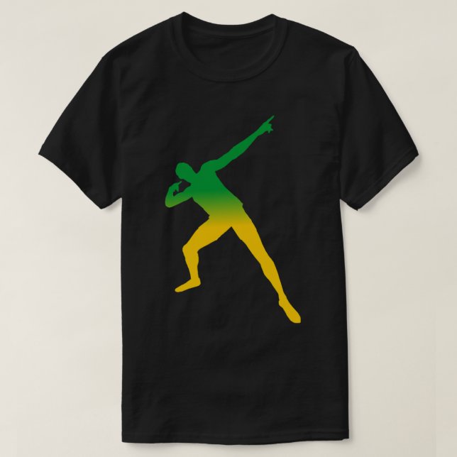 Camiseta O MELHOR COMPRAR - Usain Bolt Celebration Essentia (Frente do Design)