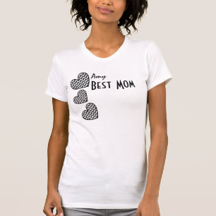 Camiseta O MELHOR corações modelados da MAMÃ nome feito