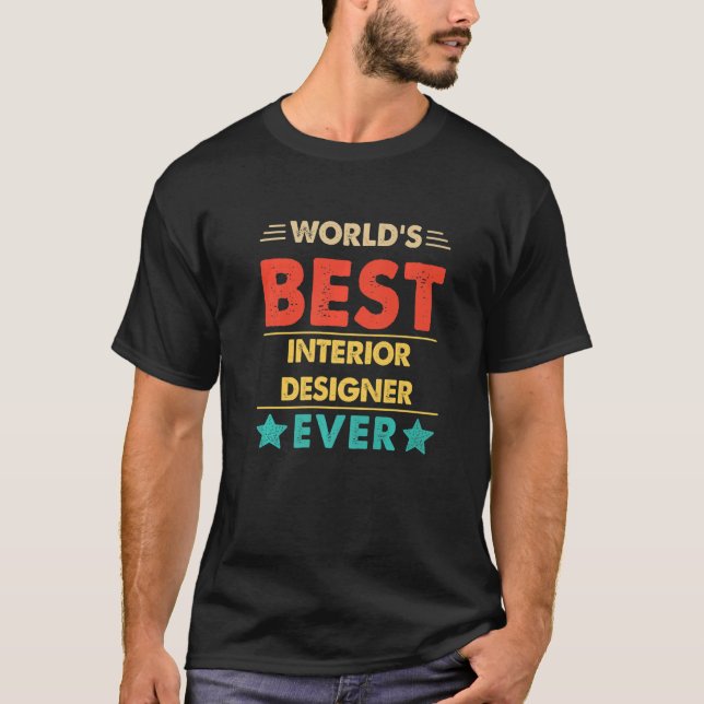 Camiseta O melhor designer de interior do mundo retrorrefle (Frente)