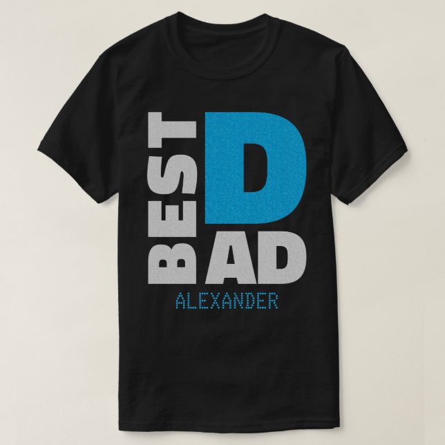 Camiseta O melhor nome de brilho azul do Pai Silver persona (Frente do Design)