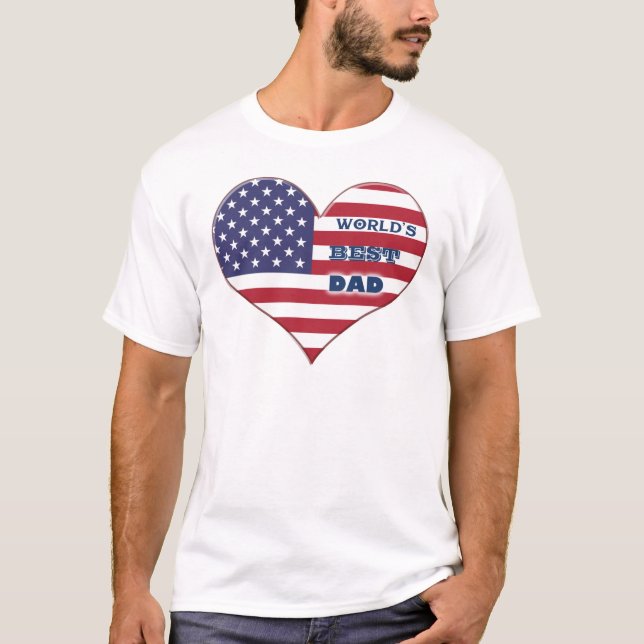 Camiseta O melhor Pai da América Flag Heart (Frente)