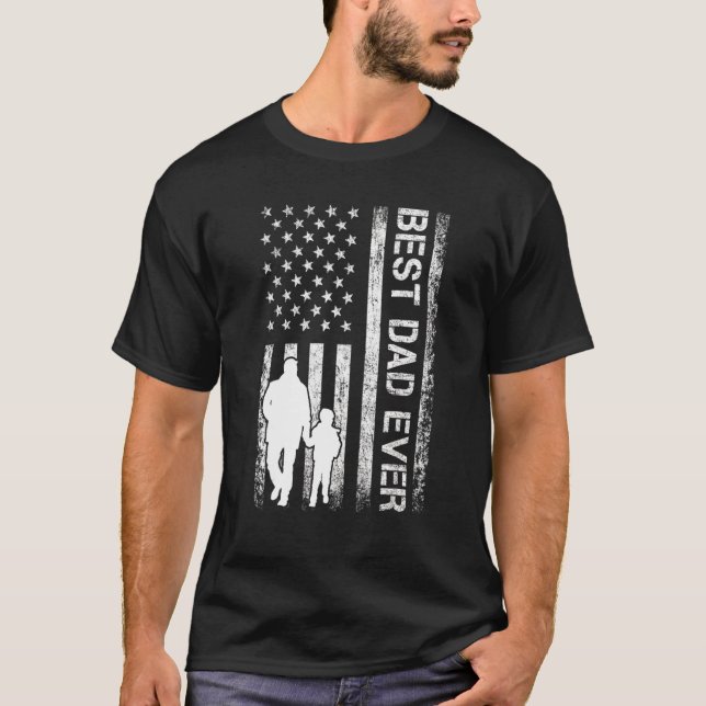 Camiseta O Melhor Pai De Bandeira Americana Para Dia de os  (Frente)