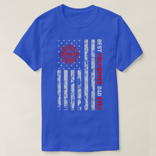 Camiseta O Melhor Pai De Bombeiros De Bandeira Americano Fa (Frente do Design)