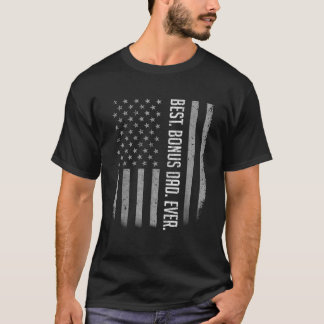 Camiseta O Melhor Pai De Bônus De Bandeiras Americanas Para