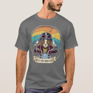 Camiseta O Melhor Pai De Gato De Vintage Em Motocicleta De 