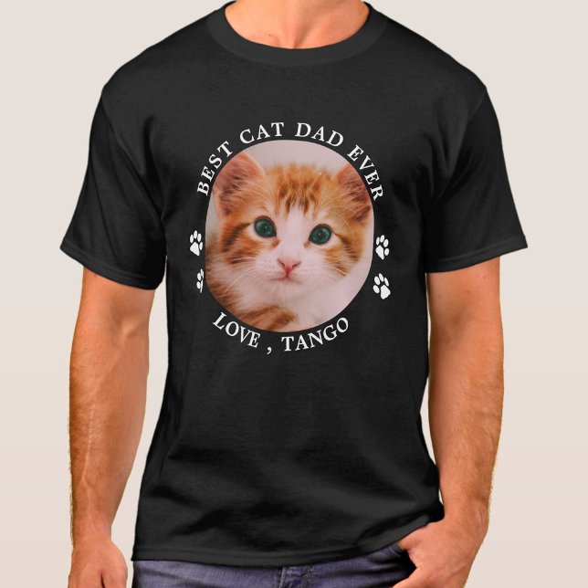 Camiseta O Melhor Pai De Gato Imprime Foto De Pet Personali (Criador carregado)