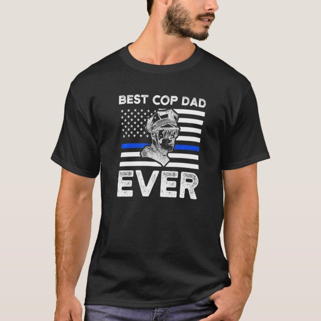 Camiseta O Melhor Pai De Policial Alguma Vez Bandeira Ameri (Frente)