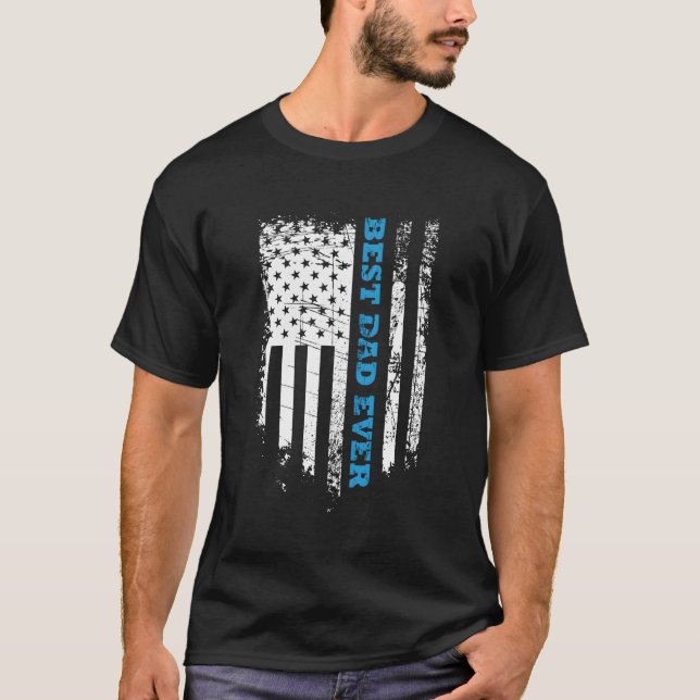 Camiseta O melhor Pai de sempre com a bandeira americana (Frente)